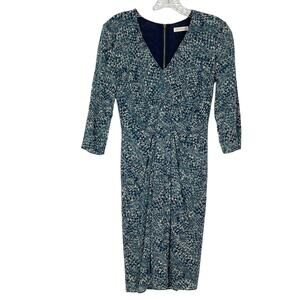 NWOT WHISTLES Dress 2 Silk Colette Darting Arrow V Neck Twist Ruched Pleat